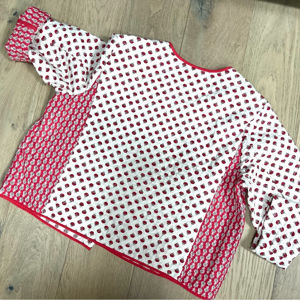 J Jill Red and White Patterned Quilted Jacket - Picture 3 of 7